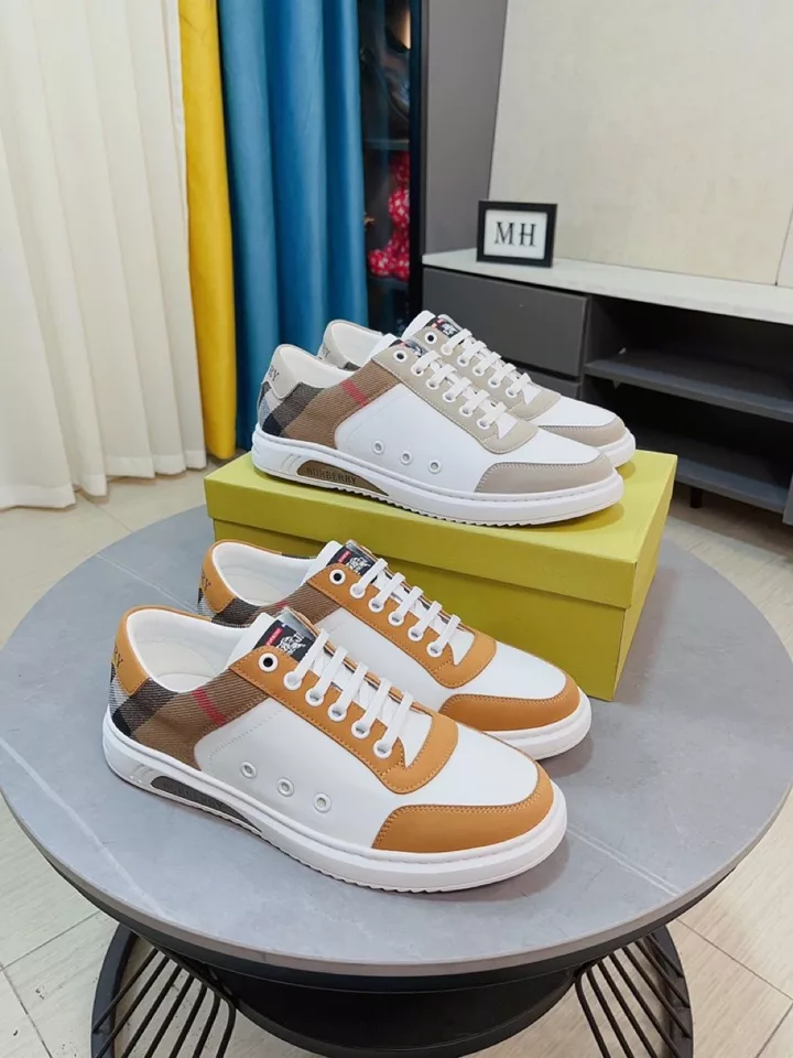 (Luxury brand, the latest fashion men's shoes 🔜 upper selected imported top quality material ➕ outsole original Burberry pattern trim material production and cowhide splicing, highlighting the brand image) leather sheep lining, on the foot lightweight and comfortable, personality fashion rubber wear-resistant outsole, size: 38/44