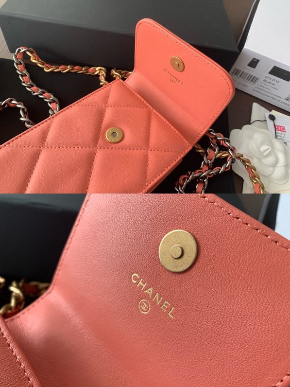 OHANEL 2021 new product 19bag series change bag goat skin retro old hardware size: 8.5cmx12cmx2.5cm model: AP1773