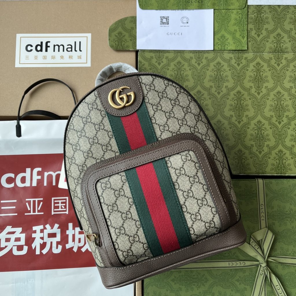 📣📣📣 [Original leather 🌈 (Cdfmall Sanya duty-free shop handbag] Ophidia family~backpack classic GG fabric with cowhide, inlaid with red and blue webbing, bronze wide GG pattern shoulder strap is very eye-catching, the back is made of breathable mesh technology fabric, and all elements are fully displayed! The size and capacity of the bag is perfect, regardless of clothing matching, travel can be. Model number: 547965, size: 22 * 29 * 15