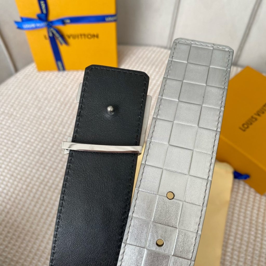 Donkey new product width 40mm original single new product counter for sale men's belt new craft pressure plaid text lining calfskin leather bottom with classic palladium-plated letter buckle available on both sides multi-color 🉑️ select