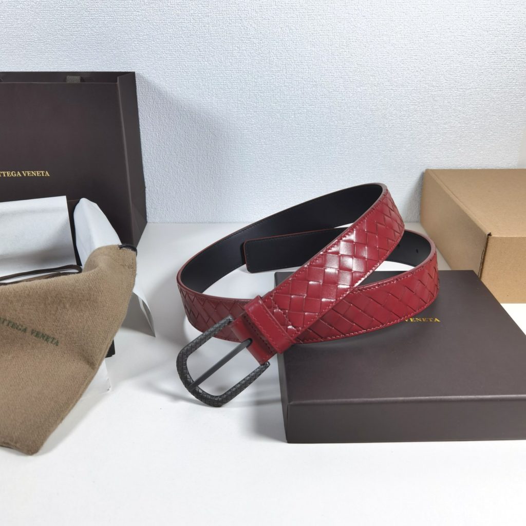 Bottega Veneta 35mm, date red Classic business casual high-end belt Low-key luxury Exquisite handcrafted.