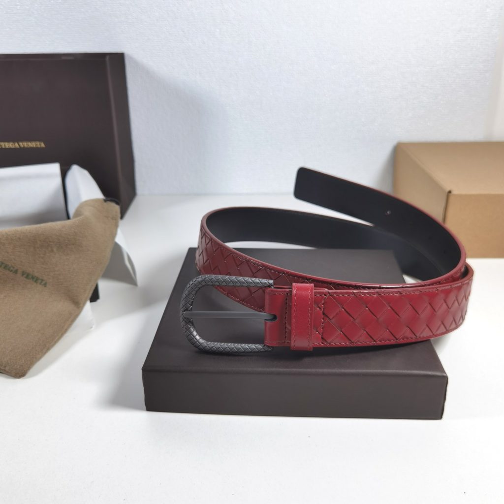 Bottega Veneta 35mm, date red Classic business casual high-end belt Low-key luxury Exquisite handcrafted.