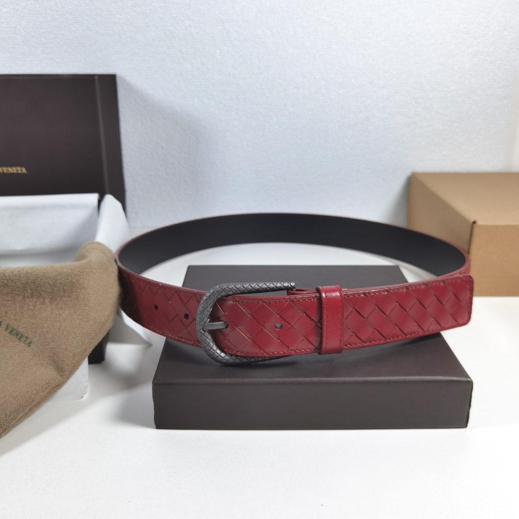 Bottega Veneta 35mm, date red Classic business casual high-end belt Low-key luxury Exquisite handcrafted.