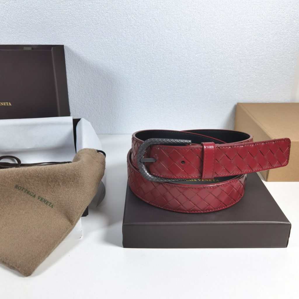 Bottega Veneta 35mm, date red Classic business casual high-end belt Low-key luxury Exquisite handcrafted.