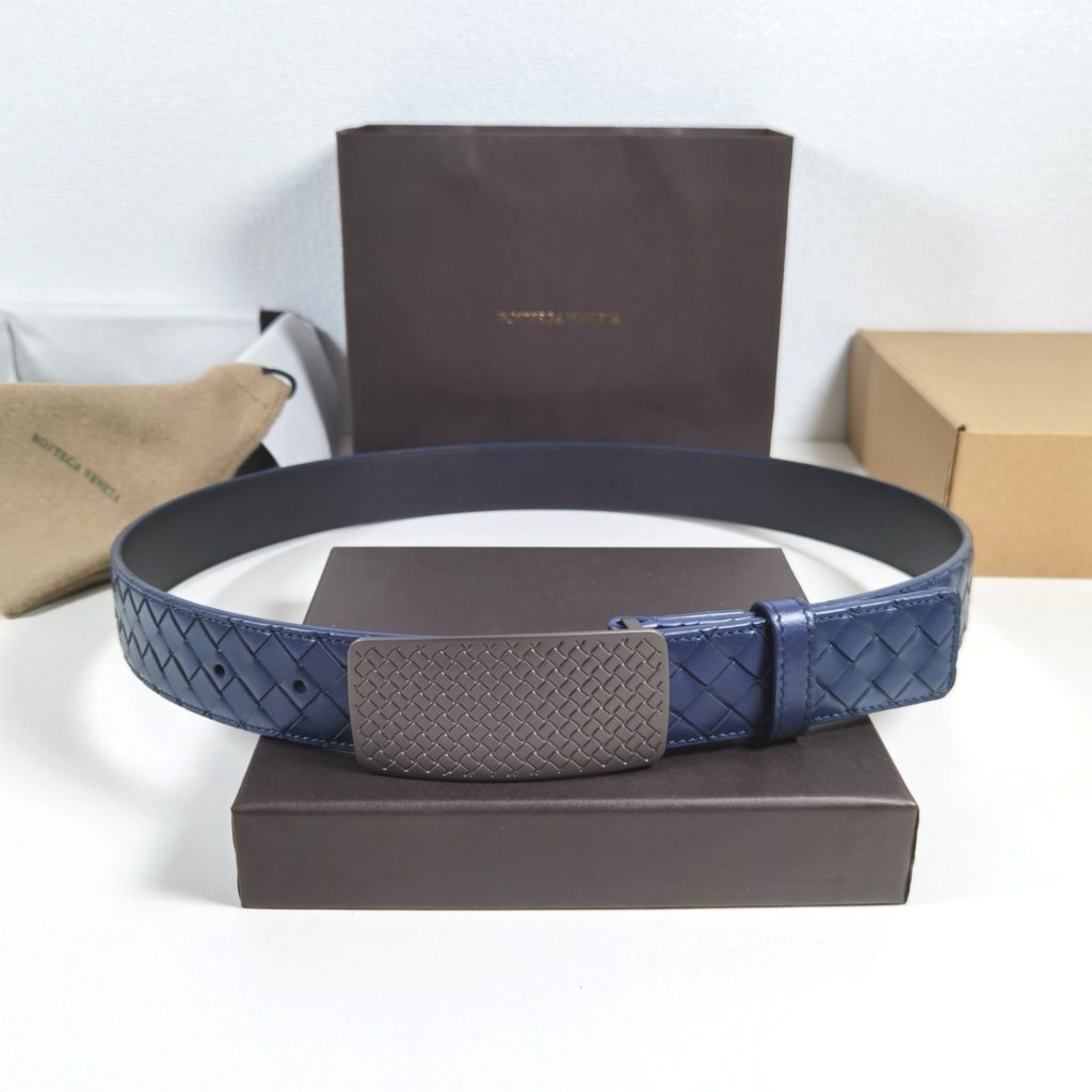 Bottega VenetaMM, Blue 🎀 Made of pure handmade cowhide woven, classic business casual model premium belt  Exquisite handcrafted