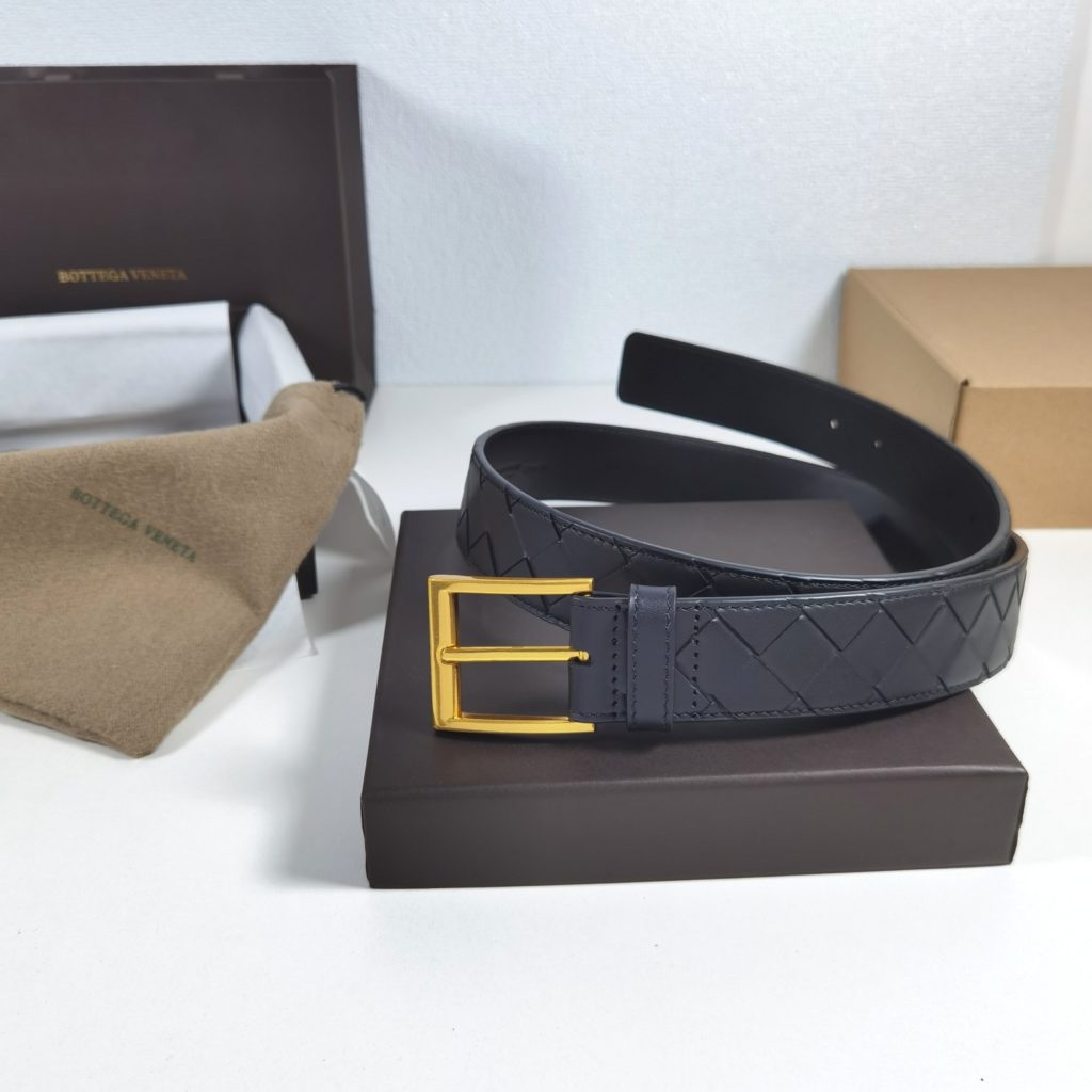 Bottega Veneta 35mm, Black Classic Business Casual Premium Belt Low-key Luxury Exquisite Handcrafted