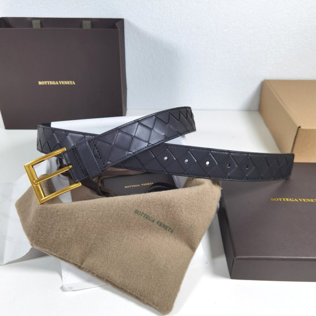 Bottega Veneta 35mm, Black Classic Business Casual Premium Belt Low-key Luxury Exquisite Handcrafted