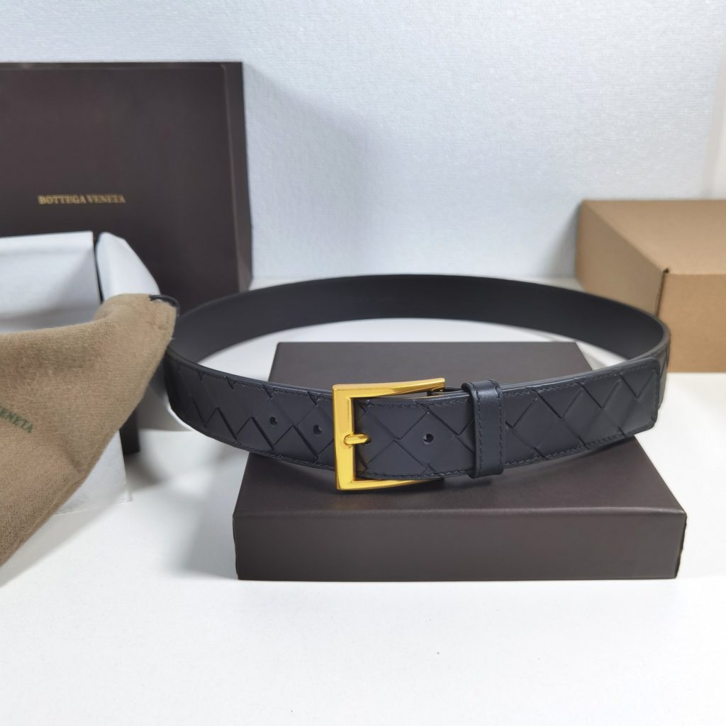 Bottega Veneta 35mm, Black Classic Business Casual Premium Belt Low-key Luxury Exquisite Handcrafted