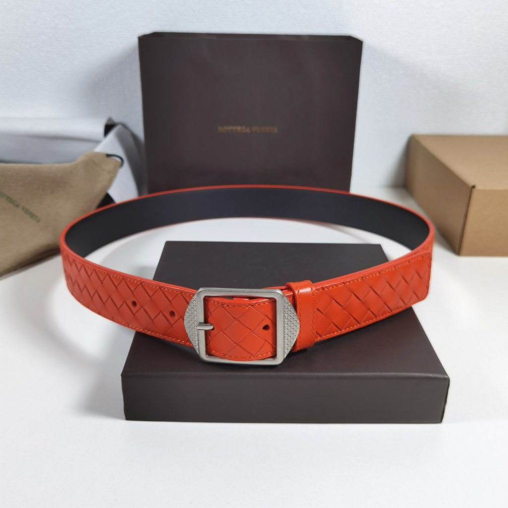 Bottega VenetaMM, Orange 🎀 Made of pure handmade cowhide woven, classic business casual model premium belt  Exquisite handcrafted production.