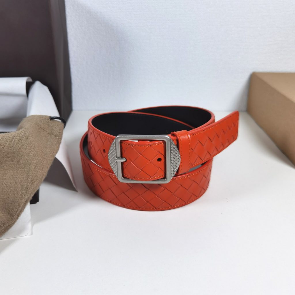 Bottega VenetaMM, Orange 🎀 Made of pure handmade cowhide woven, classic business casual model premium belt  Exquisite handcrafted production.