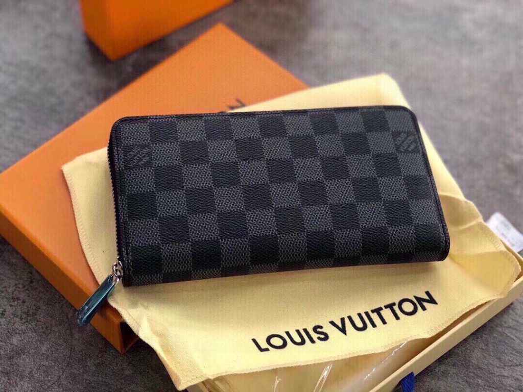 🎀🎀Color Old flower black grid curry grid 🎀Size 19x10🎀Model 60017🎀LV ✨Counter Fine Classic single zipper wallet Original quality original hardware accessories 👍🏻 never out of date manpower must-have models [Delight] sales champion