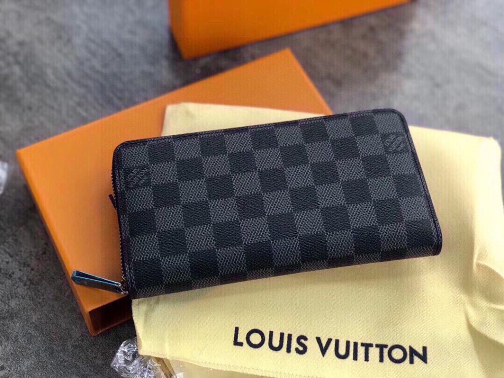 🎀🎀Color Old flower black grid curry grid 🎀Size 19x10🎀Model 60017🎀LV ✨Counter Fine Classic single zipper wallet Original quality original hardware accessories 👍🏻 never out of date manpower must-have models [Delight] sales champion