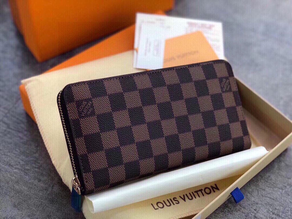 🎀 color old flower black grid curry grid 🎀 size 19x10 🎀 model 60017 🎀 LV ✨ counter fine classic single zipper wallet original quality original hardware 👍🏻 never out of fashion hand must-have models [Delight] sales champion