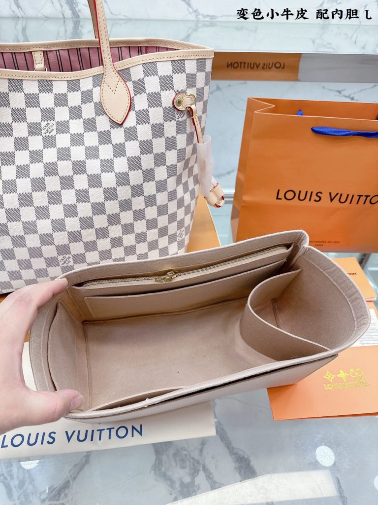 Sealed folding box packaging top replica<br>New upgraded version with inner liner<br>Lv color changing cowhide L's Neverfull medium shopping bag!