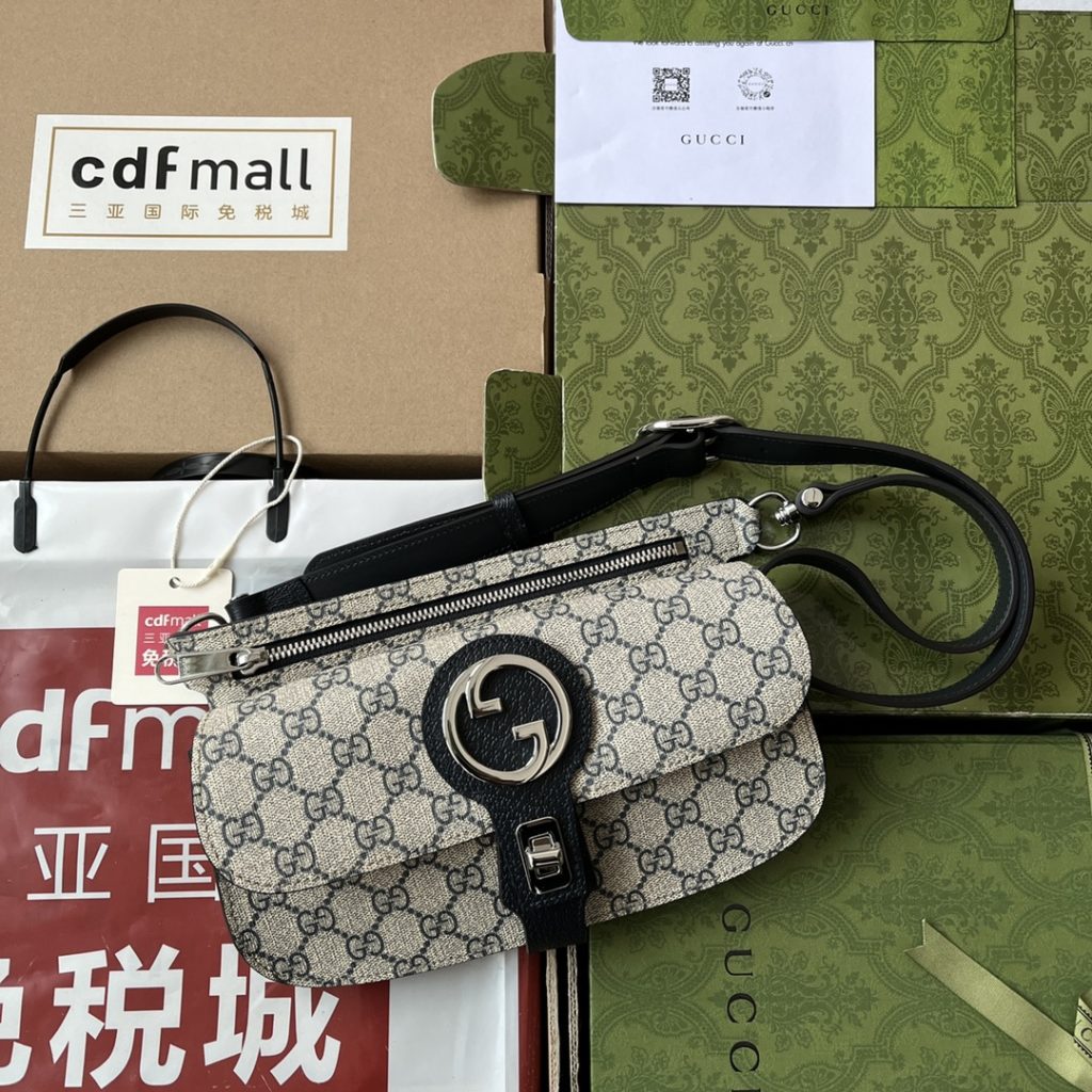 📣📣📣 [Original leather 🌈 (Cdfmall Sanya duty-free shop handbag] 🔥🔥 Gucci Blondie series waist bag, Gucci Blondie series, with its geometric shape, has a new interpretation of the double-G interlocking logo, which runs through the 