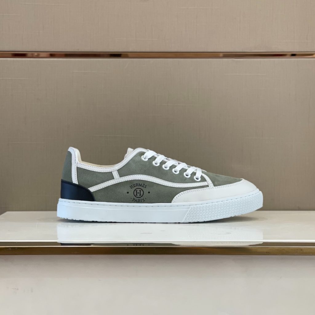 Herme * Emma GET Men's sneakers H Canvas and calfskin sneakers are decorated with the brand logo template cut-out logo. Suitable for spring and summer wear, creating a fashionable look. Cotton canvas and calf leather, goat leather lining, rubber outsole size: 39-44 (38.45 custom made)