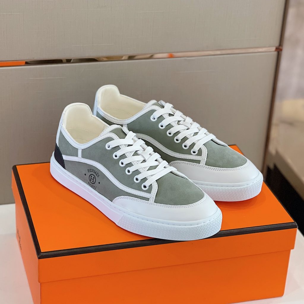 Herme * Emma GET Men's sneakers H Canvas and calfskin sneakers are decorated with the brand logo template cut-out logo. Suitable for spring and summer wear, creating a fashionable look. Cotton canvas and calf leather, goat leather lining, rubber outsole size: 39-44 (38.45 custom made)