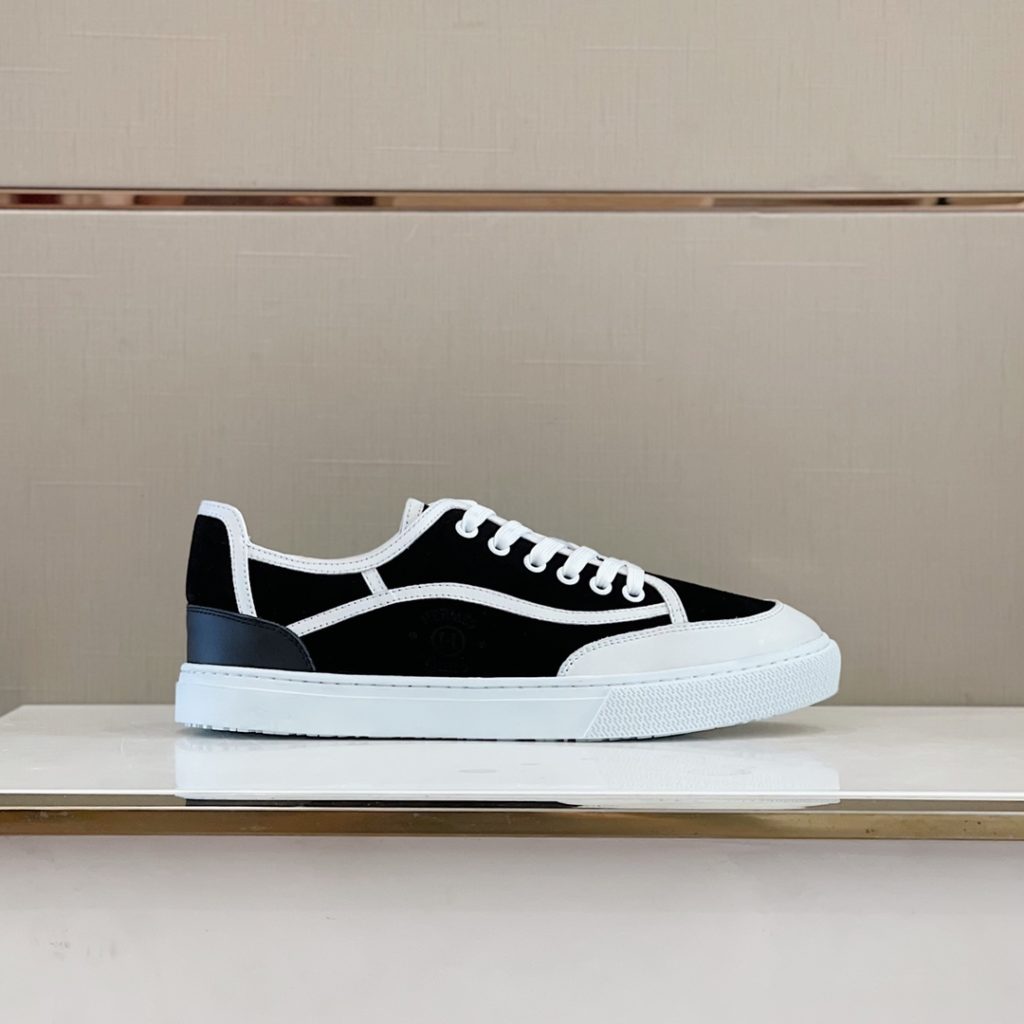 Herme * Emma GET Men's sneakers H Canvas and calfskin sneakers are decorated with the brand logo template cut-out logo. Suitable for spring and summer wear, creating a fashionable look. Cotton canvas and calf leather, goat leather lining, rubber outsole size: 39-44 (38.45 custom made)