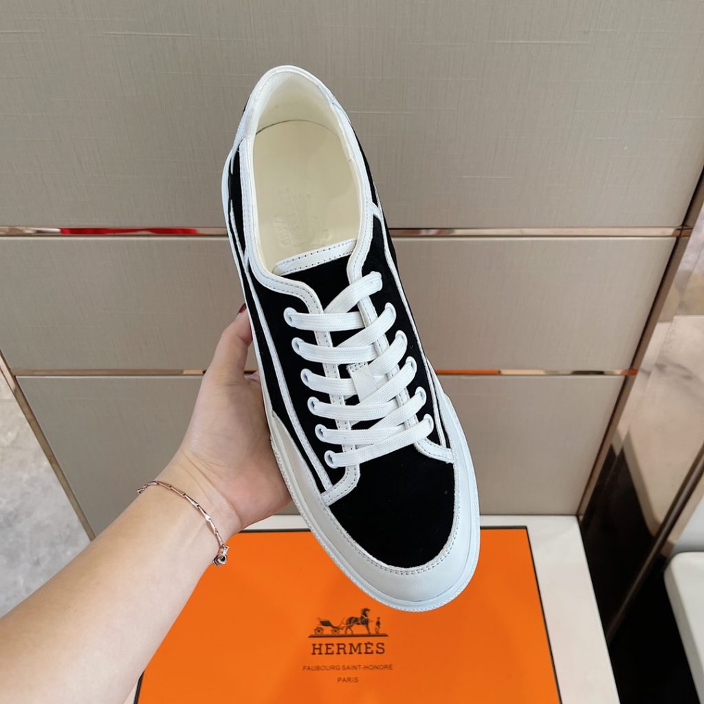 Herme * Emma GET Men's sneakers H Canvas and calfskin sneakers are decorated with the brand logo template cut-out logo. Suitable for spring and summer wear, creating a fashionable look. Cotton canvas and calf leather, goat leather lining, rubber outsole size: 39-44 (38.45 custom made)