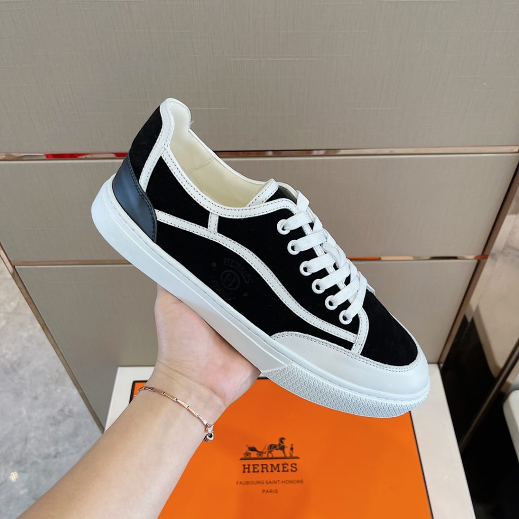 Herme * Emma GET Men's sneakers H Canvas and calfskin sneakers are decorated with the brand logo template cut-out logo. Suitable for spring and summer wear, creating a fashionable look. Cotton canvas and calf leather, goat leather lining, rubber outsole size: 39-44 (38.45 custom made)