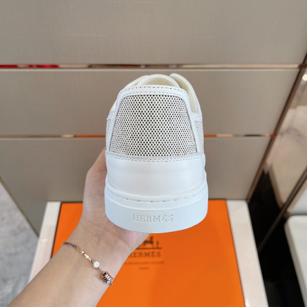 Herme * Emma GET Men's sneakers H Canvas and calfskin sneakers are decorated with the brand logo template cut-out logo. Suitable for spring and summer wear, creating a fashionable look. Cotton canvas and calf leather, goat leather lining, rubber outsole size: 39-44 (38.45 custom made)