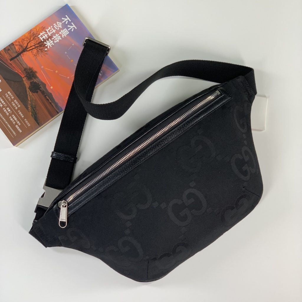 ❤️❤️ [Rose] [Rose] Super Double G Pattern New Waistpack, Black Super Double G Pattern with Black Leather, Cotton Lined Linen, Model No. 696031 Gram, Size 39X17X4 ～