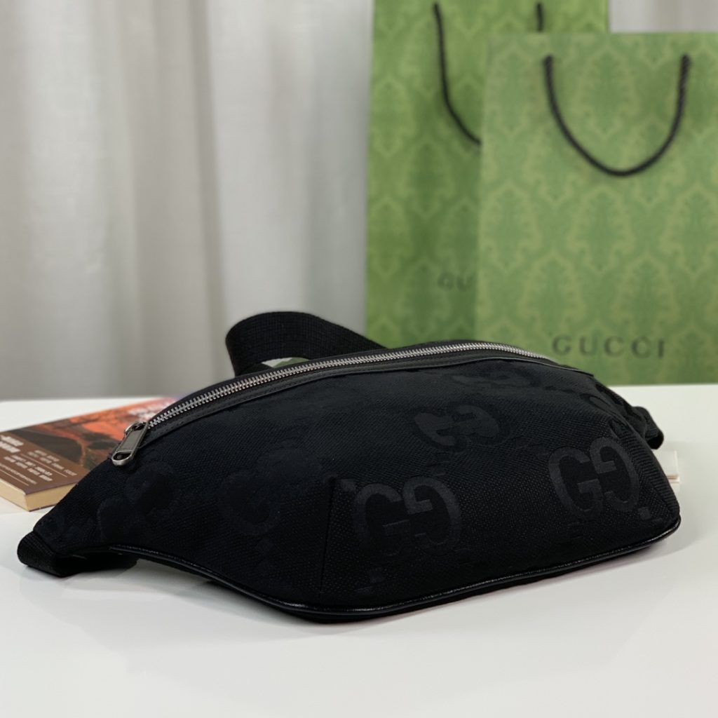 ❤️❤️ [Rose] [Rose] Super Double G Pattern New Waistpack, Black Super Double G Pattern with Black Leather, Cotton Lined Linen, Model No. 696031 Gram, Size 39X17X4 ～