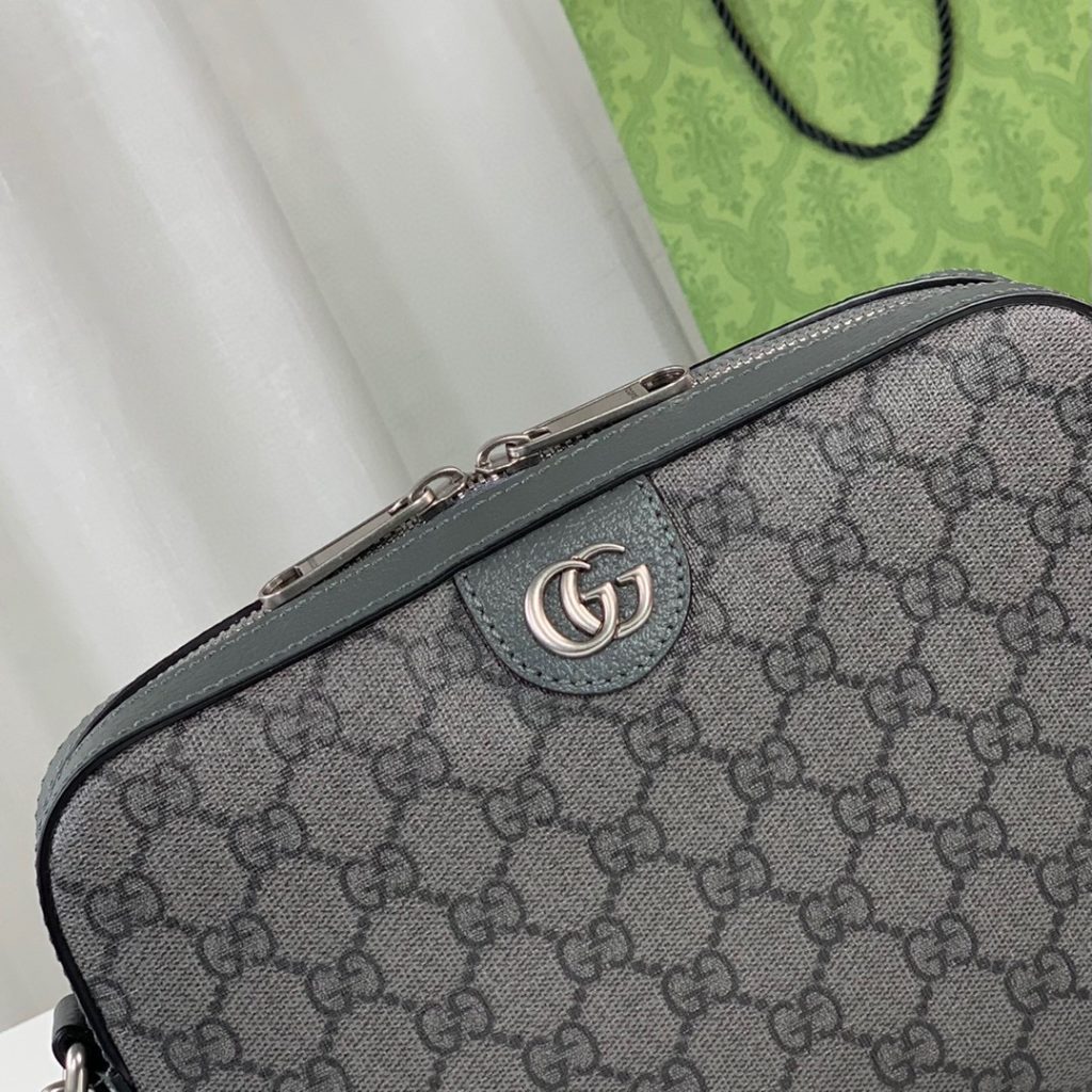 ❤️❤️💛💛 Ophidia series GG shoulder backpack, gray and black GG with gray leather, cotton linen lining, model number 699439 dark gray, size 23.5X16X4.5~