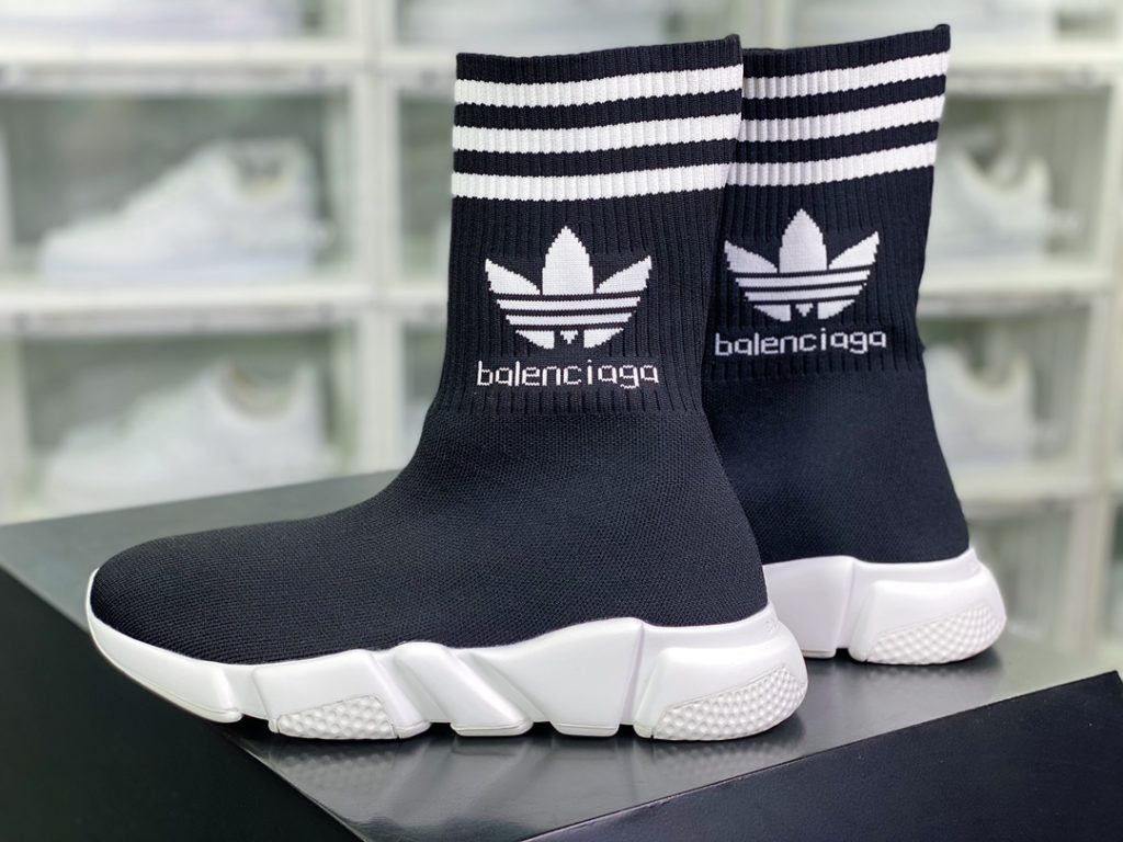 Balenciaga Speed Stretch-knit x Adidas Adidas Hollow Sole Knitted High Top Socks Cover Foot Versatile Jogging Shoes