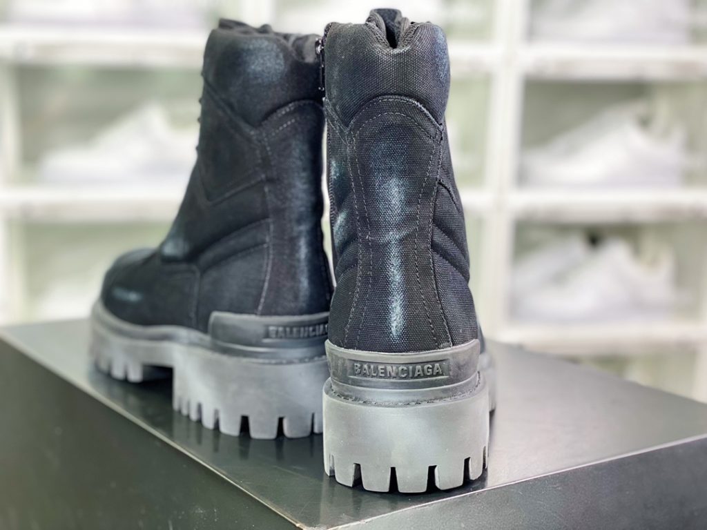 Balenciaga military boots, private molded outsole, antique craftsmanship effect workwear boots 10