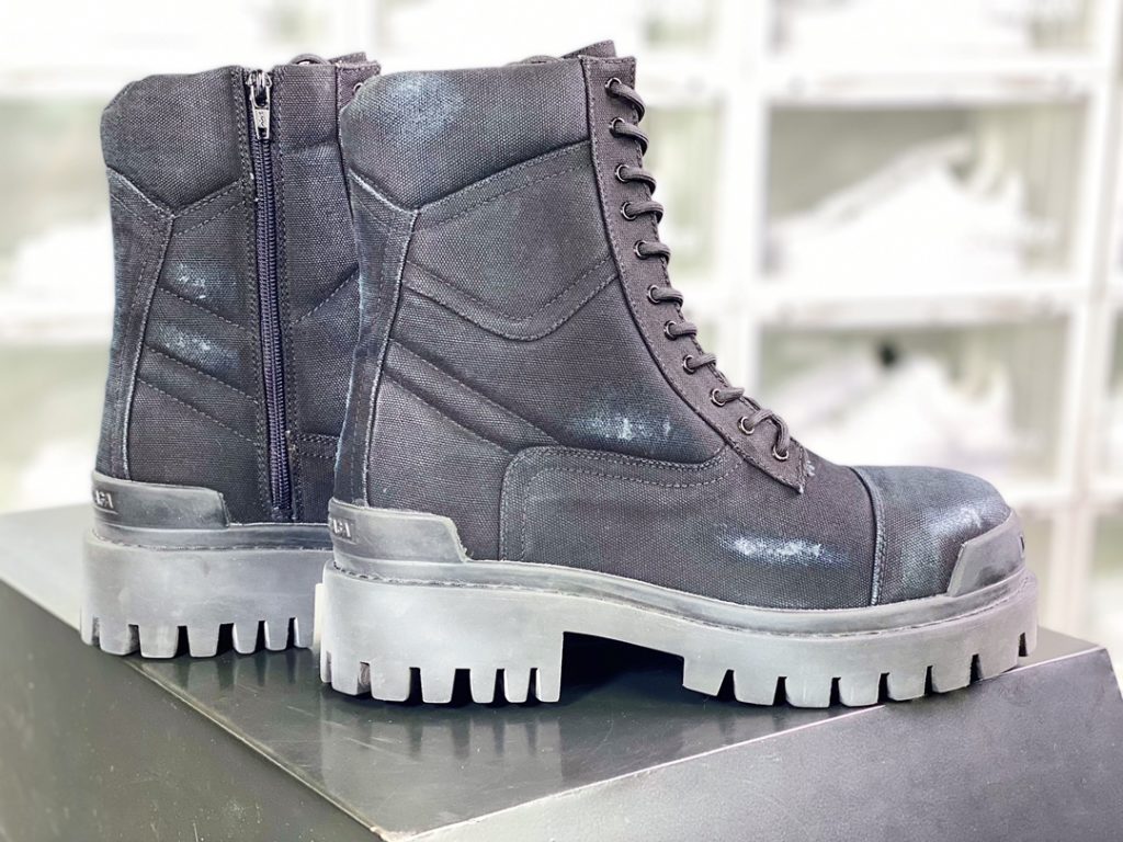 Balenciaga military boots, private molded outsole, antique craftsmanship effect workwear boots 10