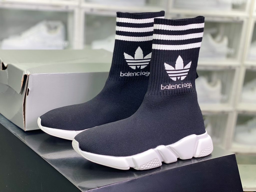 Balenciaga Speed Stretch-knit x Adidas Adidas Hollow Sole Knitted High Top Socks Cover Foot Versatile Jogging Shoes