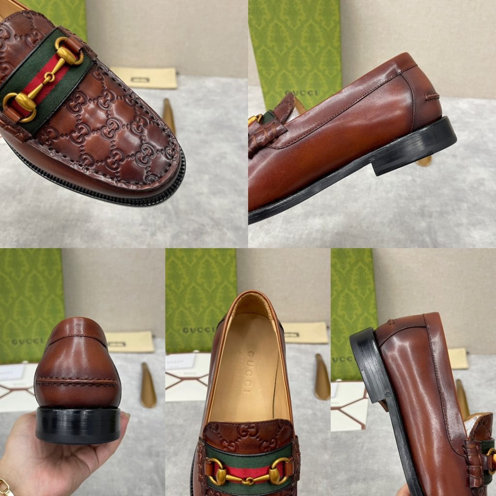 💋💍 GUCCI Ancient~Chixin Men's Horse Titles Buckle Lefu Shoes Leather Shoes This Lefu shoe has always been a classic piece of Gucc *'s various series, constantly adding subtle new ideas to classic design, and continuously reproducing the collection of classic elements. The series aims to break through the constraints of the inherent rules of the fashion world, conveying the design concept that a piece should not only be popular for one season, but that it will continue to evolve over time. This shoe features imported cow leather/beaded open edge leather/embossed cow leather/GG canvas leather for a new interpretation, embellished with classic details. Red and green striped webbing and palladium toned horse clasps symbolize the equestrian world, celebrating the brand's equestrian roots with low-key details. The inner lining is dyed with cow leather to create an original leather outsole for comfort and strong experience. The pursuit of high-quality shoes looks like they are packaged in the original box. Standard leather shoes are available in sizes of 39~44 # (38.45.46 🉑 : Customized)