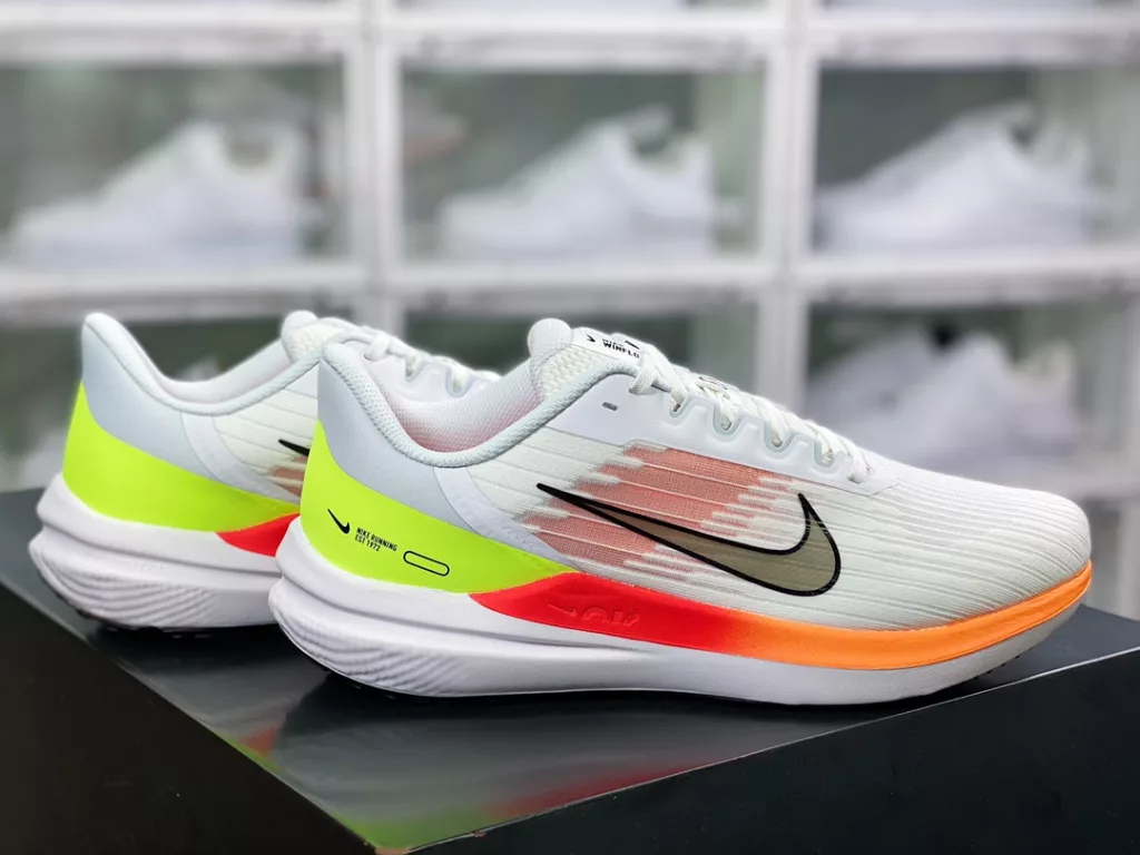 Nike Air Winflo 9 Winflo 9th Generation Low cut Jacquard Fabric Lightweight and Breathable Casual Sports Running Shoe Mesh Weaving White Black Orange Fluorescent Green Orange 