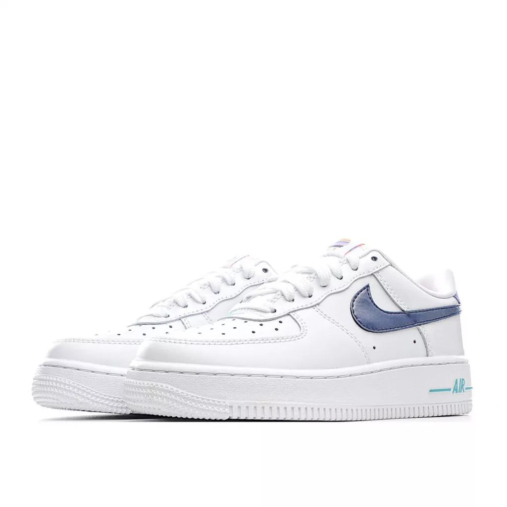 Nike Air Force 1 Lv8 1 White Blue Official Sync Original Level Original Last Original Cardboard Create Authentic Air Force Version # Focus on Foreign Trade Channels Full Pocket Built-in Honeycomb Air Cushion # Original Box Accessories 9