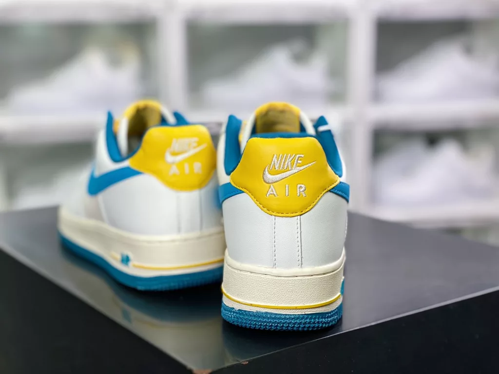 Nike By You Air Force 1'07 Low Retro SP Air Force One Low top Classic Versatile Casual Sneakers Leather White Water Blue Light Yellow 