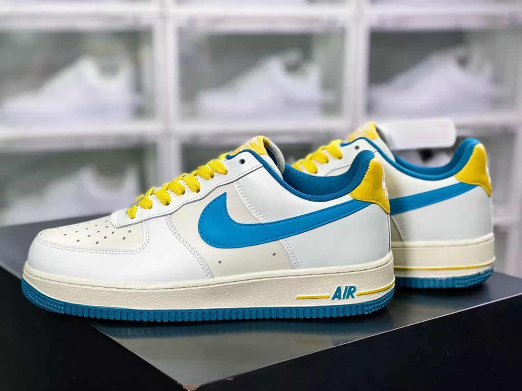 Nike By You Air Force 1'07 Low Retro SP Air Force One Low top Classic Versatile Casual Sneakers Leather White Water Blue Light Yellow 