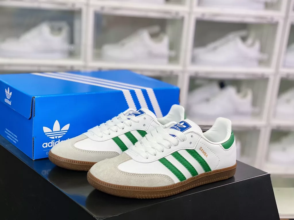 Adidas Three Leaf Grass Originals Samba Vegan OG Samba Dance Series Gentlemen's German Training Football Style Versatile Low Top Casual Sports Board Shoes 