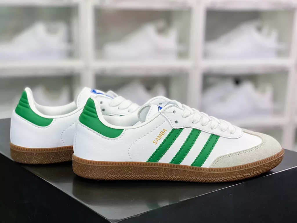 Adidas Three Leaf Grass Originals Samba Vegan OG Samba Dance Series Gentlemen's German Training Football Style Versatile Low Top Casual Sports Board Shoes 