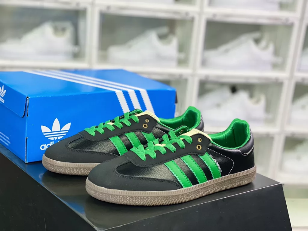 Adidas Three Leaf Grass Originals Samba Vegan OG Samba Dance Series Gentlemen's German Training Football Style Versatile Low Top Casual Sports Board Shoes 