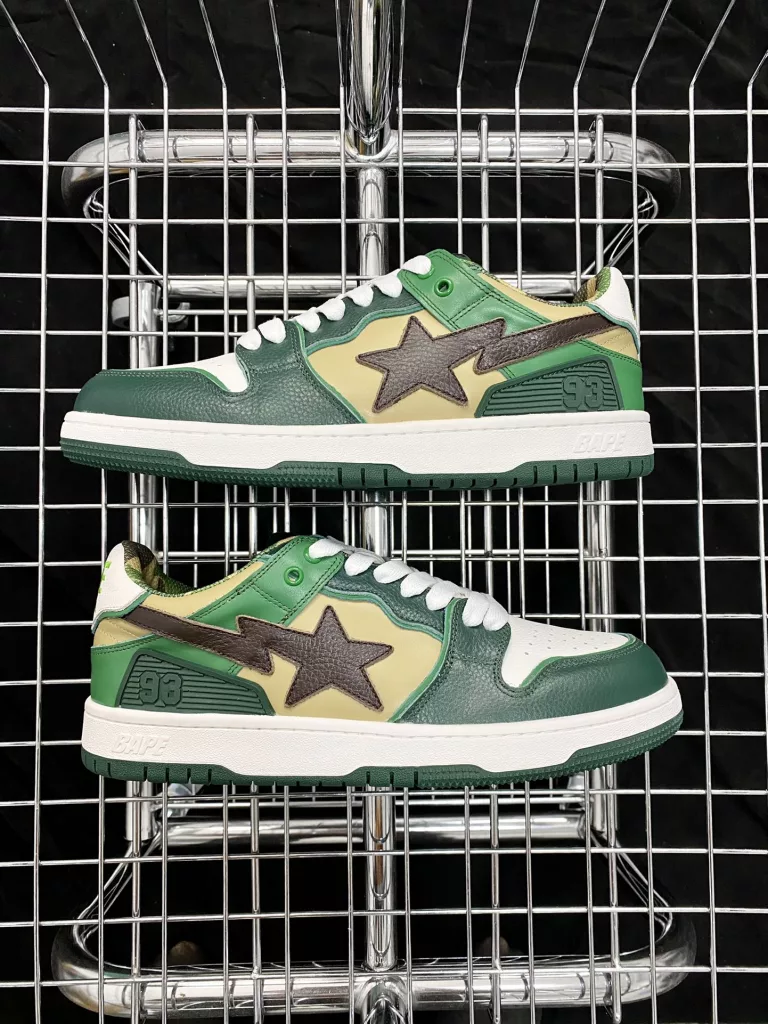 G version of Dongguan produced pure original Bape sk8 series embossed leather smoky grey black mint green 