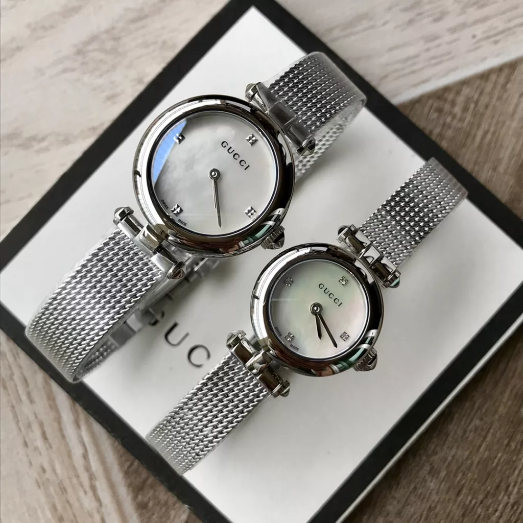 Gucci Baselworld new favourite, new design, natural mother-of-pearl face, delicate mesh band, original Swiss quartz, large parts original out, small 22 ~ medium ~ 27mm diameter, with full package out!