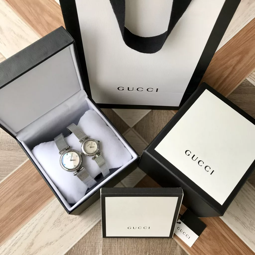 Gucci Baselworld new favourite, new design, natural mother-of-pearl face, delicate mesh band, original Swiss quartz, large parts original out, small 22 ~ medium ~ 27mm diameter, with full package out!