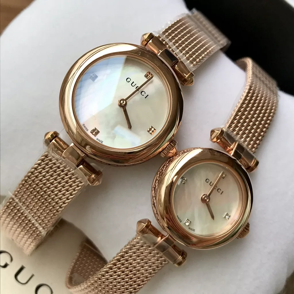 Gucci Baselworld new favourite, new design, natural mother-of-pearl face, delicate mesh band, original Swiss quartz, large parts original out, small 22 ~ medium ~ 27mm diameter, with full package out!