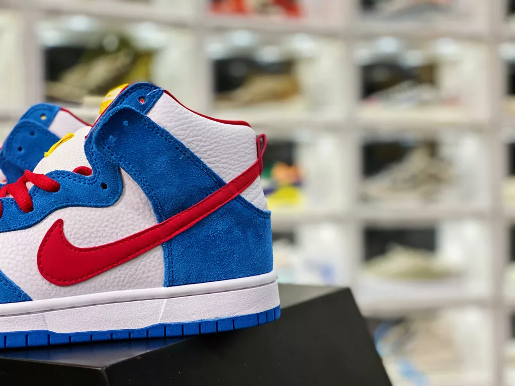 Genuine Nike SB Board Shoes High Top Machine Cat Doraemon A Dream Blue White Red Nike SB Dunk High 