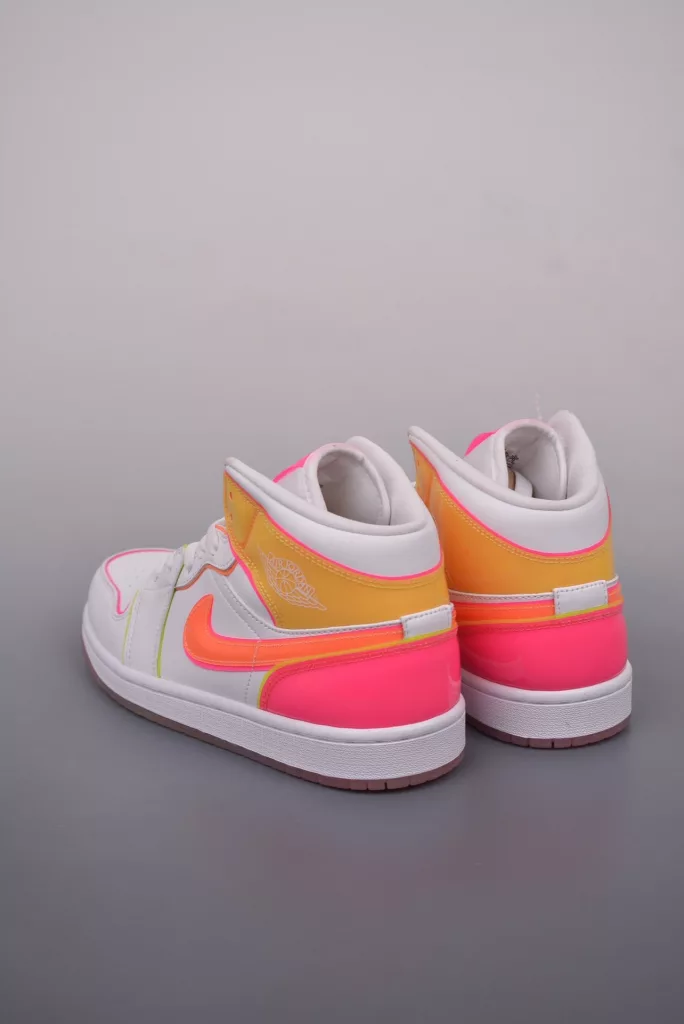 Air Jordan 1 Mid White Yellow Pink Shoes