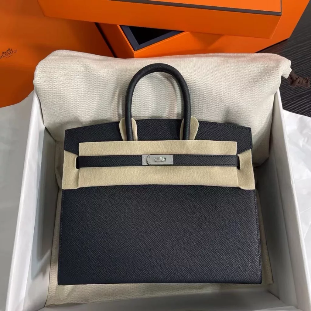 Hermes birkin 25 black silver buckle