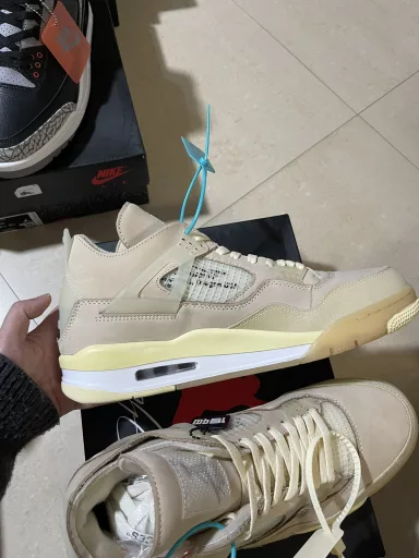 Air Jordan 4 x off white joint model AJ4 ow Jordan 4 basketball shoes/