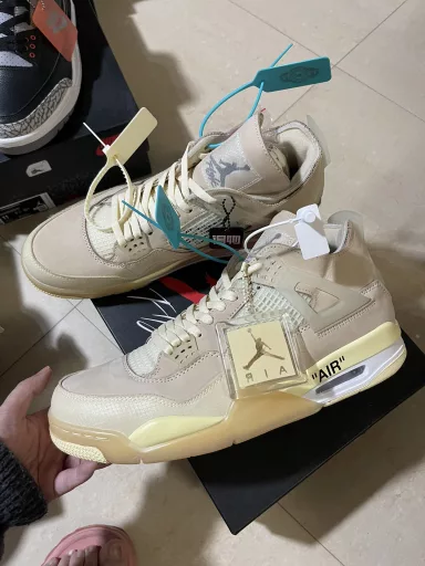 Air Jordan 4 x off white joint model AJ4 ow Jordan 4 basketball shoes/