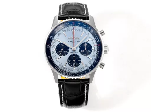 BLS: Breitling's new Navitimer celebrates its 70th anniversary, with a bold new interpretation of the classic watch. Measuring 43mm, the iteration is undoubtedly an authentic Navitimer, with a circular slide rule, baton scale, three subdials and a grooved bezel for easy grip, and the new BLS B01 movement